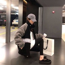 튀김 거리 스웨이드 코트 여자 가을 겨울 두께 헐렁한 가죽 털 일체 bf 풍기관차복 모직 재킷 붐