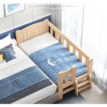 유아용 어린이 침대프레임 원목 아기 침대 부모님 옆, 168x80x40 3면 가드레일  꼬리 사다리