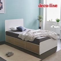 데코라인 코넬 피카 일반 수납 침대 프레임 SS DKN062C, 화이트그레이