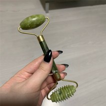 얼굴 라인 정리 리파캐럿 그린 페이셜 마사지 롤러 더블헤드 제이드 스톤 리프트 뷰티 건강 케어 툴 핸드, 1D