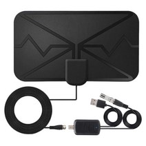 로컬 채널용 TV 안테나 3600마일 장거리 증폭 HD 디지털 실내 TV 안테나, 220mmx190mmx0.6mm, 검은색, 플라스틱