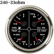 디지털 압력 게이지 연료 오일 유압 센서 85mm 수온 측정기 레벨 전압 4in1 보트, 240-33ohm BS