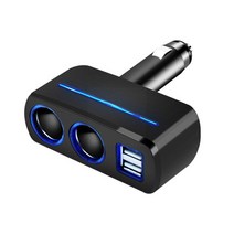 시거잭 주행충전기 차량용 파워뱅크 USB 12V/24V 2 Way Car Cigarette Lighter Auto Socket Vehicle Dual C, 01 Black