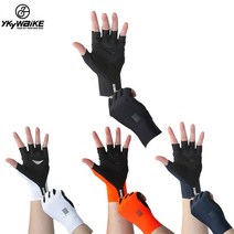 YKYWBIKE 사이클링 장갑 MTB 자전거 장갑 스포츠 하프 핑거 바이크 Goves 통기성 충격 방지 장갑, 주황색, S