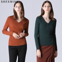 쉬즈미스 [쉬즈미스] 마리아 베이직 브이넥 랩 니트