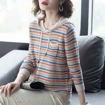 스타일아유 후드 니트 여성 루즈핏 긴팔 티셔츠[AYA9KN0138]