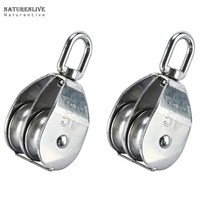 2 pieces M50 lifting double pulley block 304 stainless steel crane rotary hook loading piece, [01] 2pcs