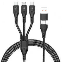 데이터 라인 신뢰할 수 있는 간섭 방지 방지 권선 5a 6 in 1 usb to type c 케이블, 블랙 2