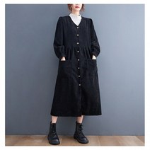 원피스 겨울원피스 하객룩 커플시밀러룩 커플룩 시밀러룩 빅사이즈원피스 코듀로이 브이넥 S16