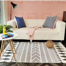 에스닉 예쁜 원룸 겨울 러그 블랙 화이트 140x200cm