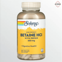 Solaray 고효능 베타인 HCl 펩신 함유 650mg 베지 캡슐 250정, 100개
