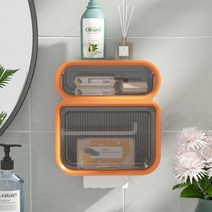 더블 레이어 화장지 롤 홀더 티슈 박스 벽걸이 방수 트레이 롤 튜브 종이 스탠드 케이스 욕실 제품, 주황색