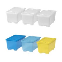 [이케아] GLIS 글리스 수납함+뚜껑/신형 투명/17x10 3개세트/보관함, 색상:옐로블루_204.661.54