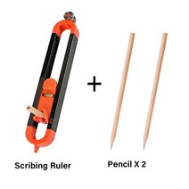불규칙 형틀 게이지 다기능 목공 측정 도구 정밀 조정 가능한 잠금 윤곽 불규칙한 라디안 자 프로파일 스크라이빙 규칙, 2.1ruler with 2 pencil