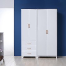 [플레인홈] 달튼 3서랍 장롱세트 도어형 1400, 상세 설명 참조