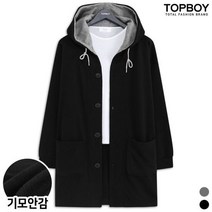 탑보이(TOPBOY) 기모 후드 배색 오버핏 롱 가디건 ADD064 P331548696