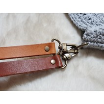 천연 소가죽 빈티지 개고리 가방끈 (숄더용) 52cm, 카멜