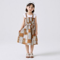 치크(CHEEK) 꽃나염 스모킹 끈나시 원피스 CKOW22F2G_중계점