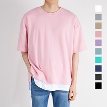 스타일에스 MD 남녀공용 10컬러 오버핏 트임 레이어드 반팔 티셔츠
