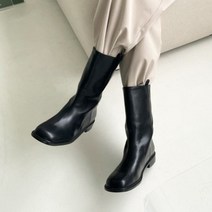 위브 라운드 지퍼없는 하프 미들부츠 SHE2338