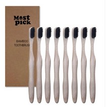 대나무칫솔 미세모 플랫 우드 칫솔, 4개, 8개입