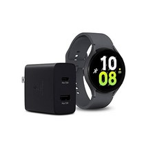 SAMSUNG Galaxy Watch 5 35W Duo Wall 충전기 번들 44mm LTE 스마트워치 본체 건강 피트니스 수면 추적기 그레이 밴드 및 듀얼 포트 USB C 어댑터