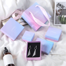 KD 쥬얼리 선물포장 상자 귀걸이 목걸이 반지 케이스, 블루핑크상자(7 x 9 x 3 cm), 1개