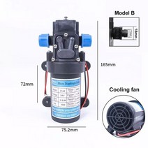 다이어프램 펌프 소형 미니 수중 펌프 자동 스위치 리플 로우 다기능 dc 가있는 12v 24v 80w 고압 6lmin 1.0mpa 100°c 물, 환류 펌프