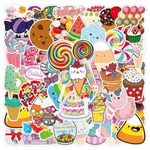 리우져블 스티커 러기지 캐리어 만화 103050PCS 음식 다채로운 사탕 DIY 자전거 여행 수하물 기타 노트북 방수 멋진 낙서 데칼 아이 장난감, 10PCS Food