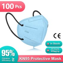FFP2 마스크 KN95 인증 마스카라 FPP2 Homologada Cubrebocas 페이스쉴드 위생 플라스틱 KN 95 10/50/100 피스, 100피스-블루-Adult