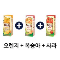사무실간식 과수원 사과+ 오렌지 + 복숭아 190ml, 190ml x8+8+8