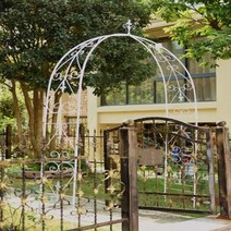 야외 정원 소품 유럽식 덩굴장미 아치형 정자 꼭대기 철제 덩굴 오르기 받침대, 흰색