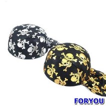 ForU301 해골인쇄 해적두건모자 각종공연 발표회분장 5개 해적모자 파티모자 파티용품, 골드프린팅