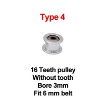 3D프린터부품 GT2 아이들러 타이밍 풀리 16-톱니 20-3D 프린터 부품 용 베어링이있는 3mm 또는 5mm 보어가, Silver Color, Type 4