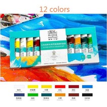 마카쥬물감 운동화 리폼 신발 염색 winsorampnewton 121824 색상 전문 아크릴 페인트 아티스트 페인팅을위한 고품질 아크릴 페인팅 안료, 12색