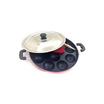 비 스틱 Appam 팬 Maker 12 구덩이 Pan Patra Paniyaram 스테인레스 스틸 뚜껑이 있는 발렌타인 데이 선물, 단일사이즈
