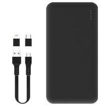 저스티스 PD QC3.0 듀얼 대용량 고속충전 보조배터리 20000mAh 5핀케이블+C타입젠더+8핀젠더, 블랙