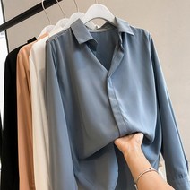 러플 레이스 여성 봄 카라 셔츠 블라우스 쉬폰 빅카라