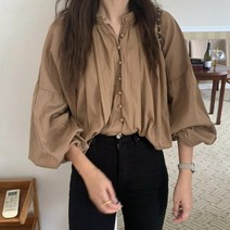 여성 노카라 루즈핏 블라우스 W272