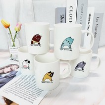 홈카페 머그컵 빼꼼 고양이 캐릭터 냥이 커피머신 커피잔 머그잔 물컵, 2얼룩냥이