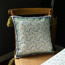 보헤미안 에스닉쿠션 사각 소파쿠션커버 태슬 43x43, 가든플라워