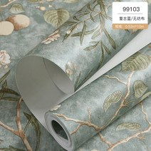 레트로 포인트벽지 거실 침실 꽃무늬 엔틱 4color, 블루