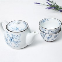 아트박스/아로마타임 빈티지 블루 플라워 찻잔 세트, A세트(티포트/필터/찻잔2), 단품, 옵션선택:A세트(티포트/필터/찻잔2)