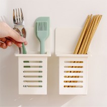 무타공마켓 접착식 물빠짐 수저통 수저 정리함 보관함, 화이트