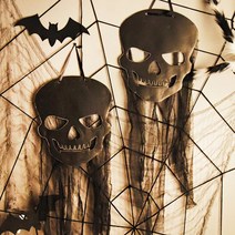 (주)파티해 할로윈 장식2 D-G - 월데코 종이등 데코 행잉 호박 LED 거미줄, E33_행잉스컬데코레이션2개입(63.5cm)