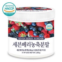 푸른들판 7가지 베리 세븐베리 농축 분말 블랙커런트 블루베리 크랜베리 크렌베리 아사이 베리 주스 가루 파우더 해썹 인증, 200g, 1통