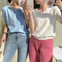 코코블랑 여성용 아이비 V넥 반팔 니트