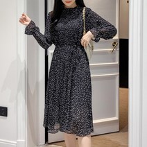 블링앤수 여성 봄 나들이 청순 플리츠 플라워 미디 원피스 KZZ677