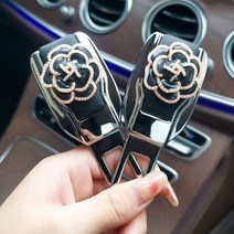 자동차 자동차 안전 벨트 잠금 총검 연장 리테이너 커넥터 조각 자동차 자동차 잠금 버클 장식, 검은 기장 구슬 꽃-쌍