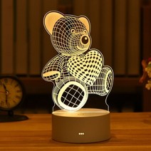 무드등 led 조명 무선 램프 낭만적 인 사랑 하트 모양의 풍선 아크릴 야간 테이블 발렌타인 데이 베이비 샤워 선물, 곰
